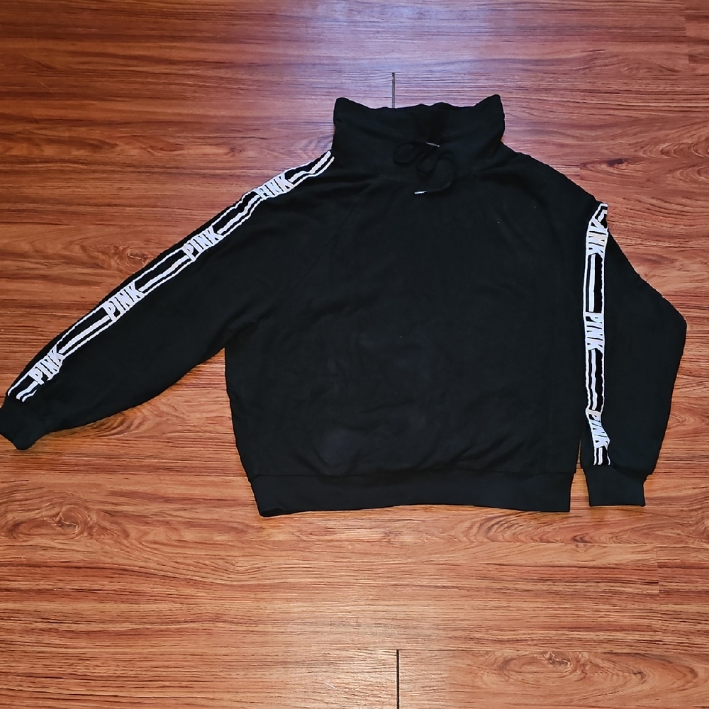 Victoria's Secret Black Turtleneck Sweater with White Stripes